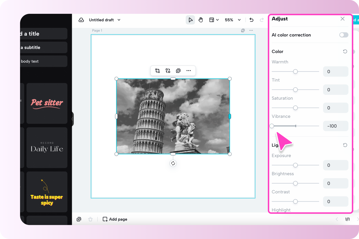 Adjust settings and download